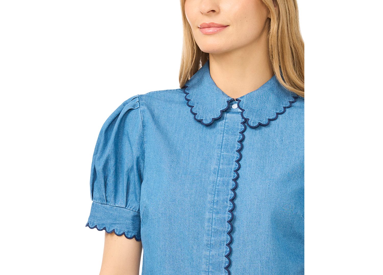Women's Puff-Sleeve Button-Front Shirt