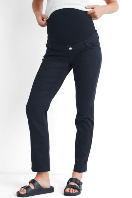 Maternity Straight Leg Pants with Over the Belly Panel and Pockets