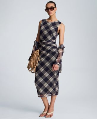 plaid cocktail dresses Rowan Plaid Midi Dress