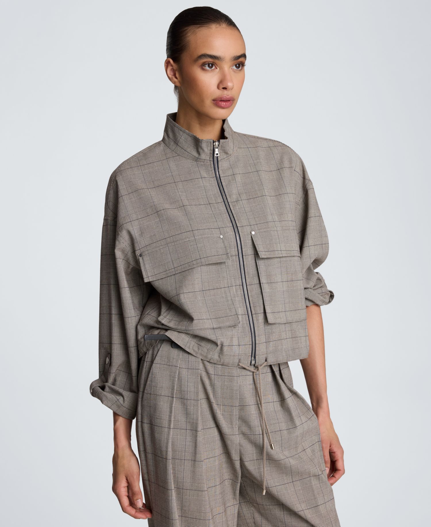 Women's Drawcord Flap Pocket Windbreaker Jacket