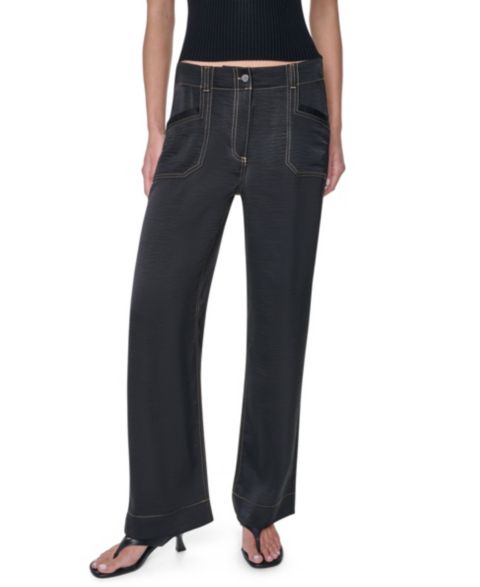 Женские брюки DKNY Straight-Leg Top Stitch, цвет: Чёрный