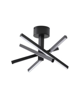 12 Inch Modern LED Ceiling Light, Geometric Starburst Design with Black Finish for Living Room, Bedroom, and Hallways