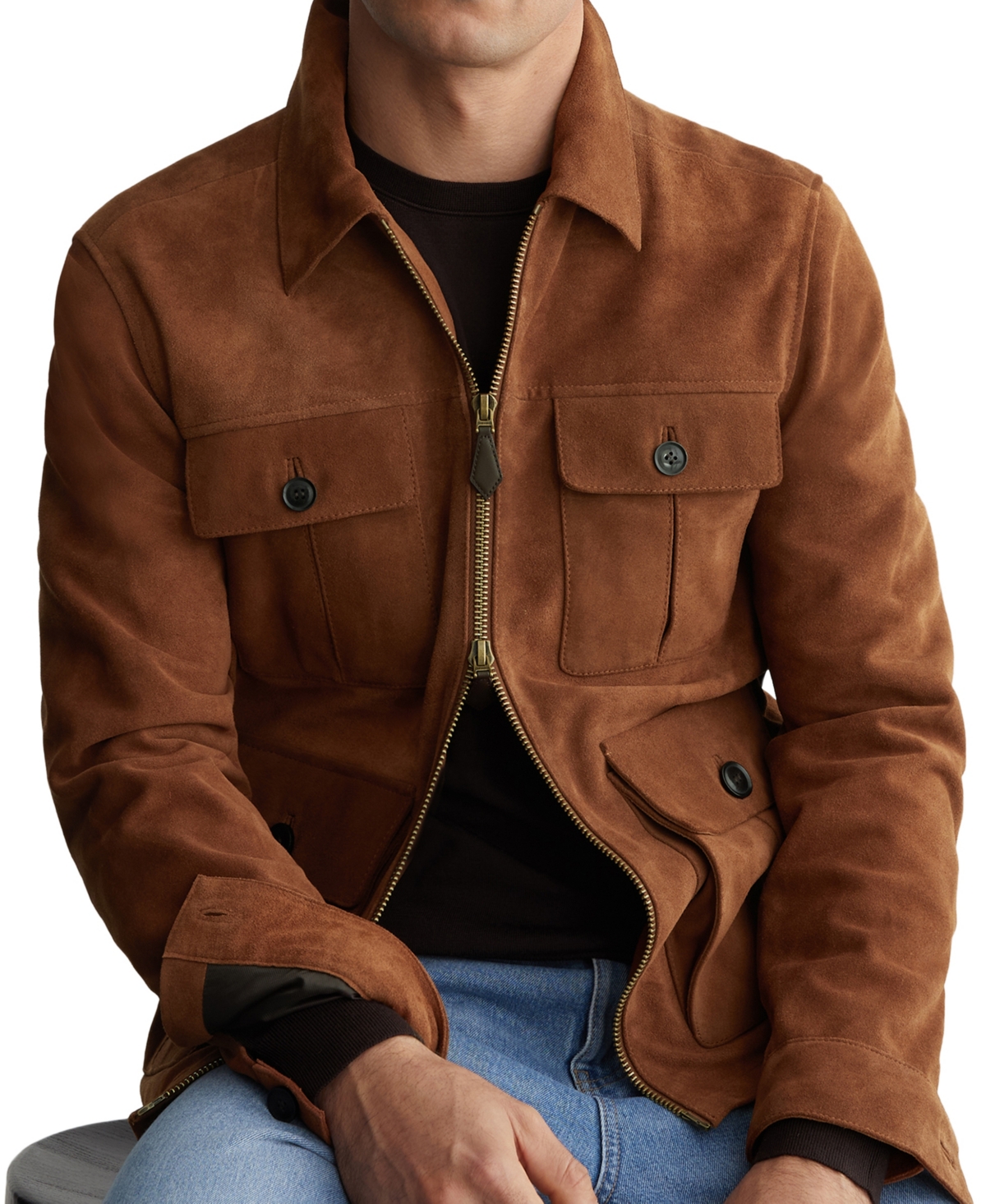 Reiss Men's Daventry Suede Four-Pocket Zip-Through Jacket