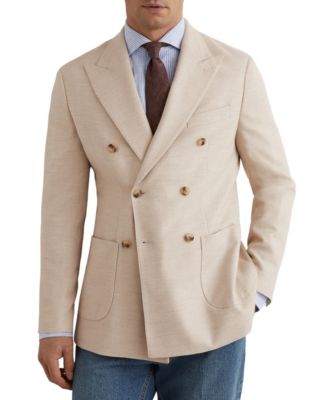 Men's ManciTailored-Fit Double-Breasted Herringbone Blazer