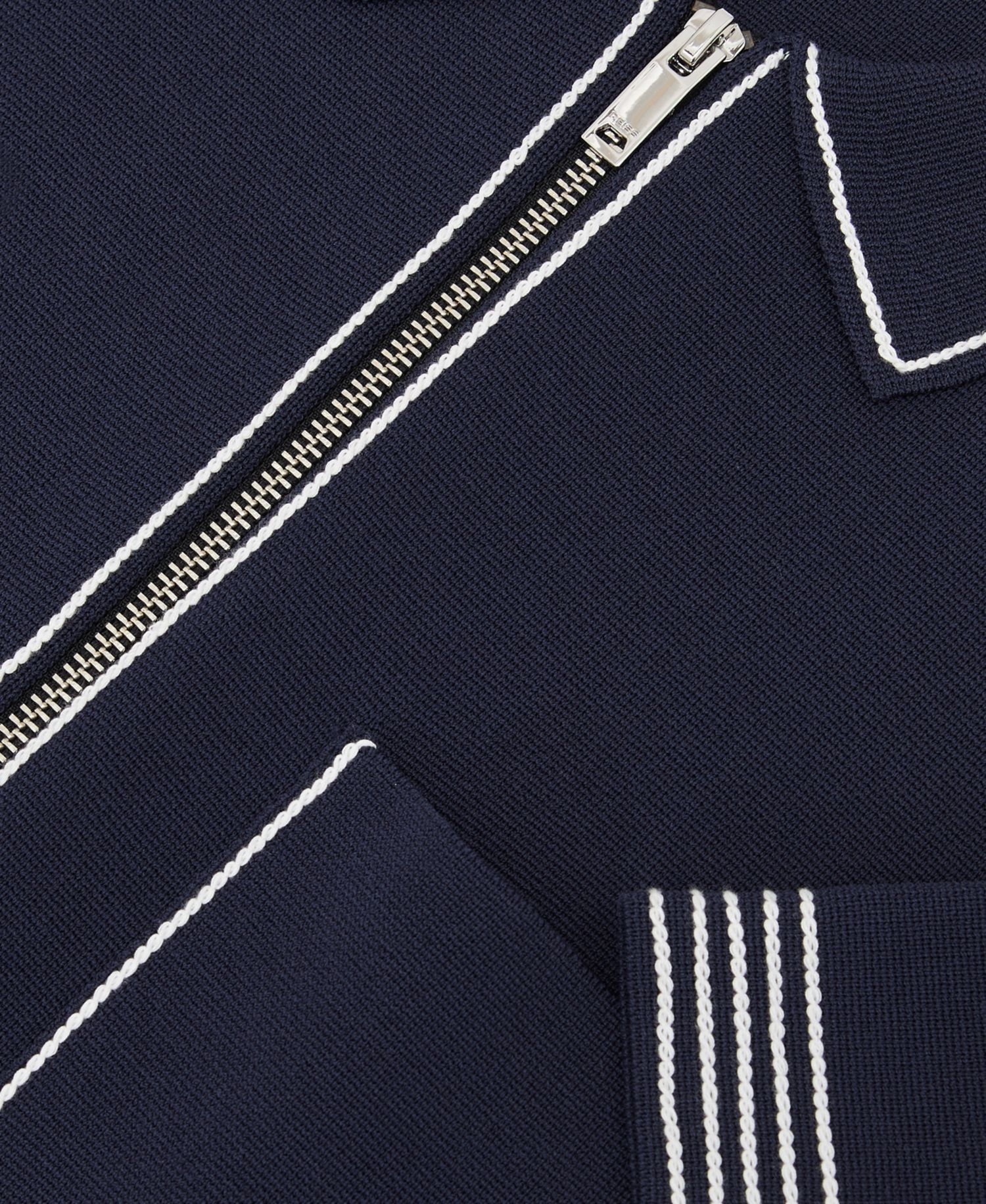 Men's Blake Stitch-Detail Zip-Through Knit Shirt