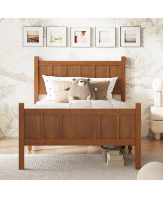 Twin Size Minimalist Modern Platform Bed with Headboard and Footboard