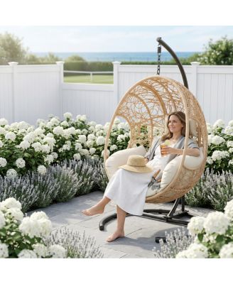 42" Extra Wide U-Base Hanging Egg Chair with Cushion and Waterproof Cover