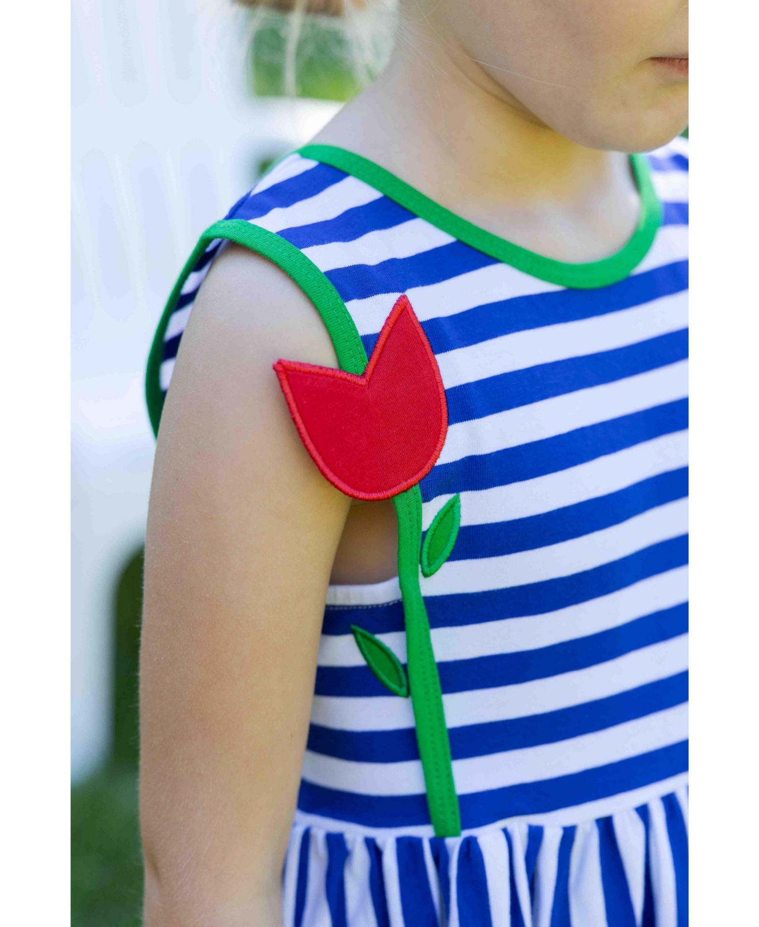 Little Girls Stripe Knit Dress With Tulip
