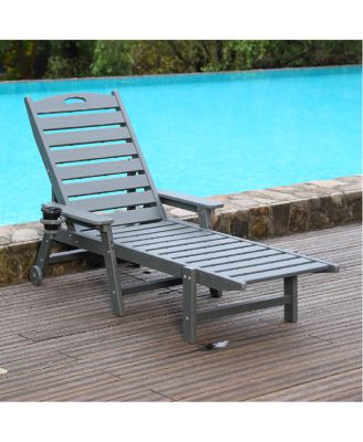 HDPE 4-Position Adjustable Outdoor Chaise Lounge Chair