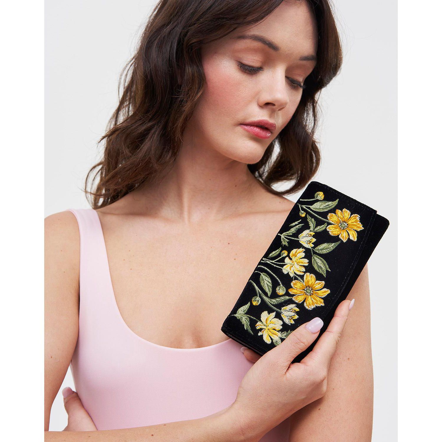 Botanical Velvet Embroidered Purse Large