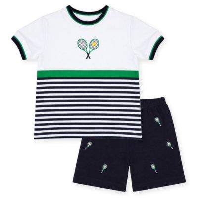 Toddler Girls Knit Short Set with Tennis Rackets