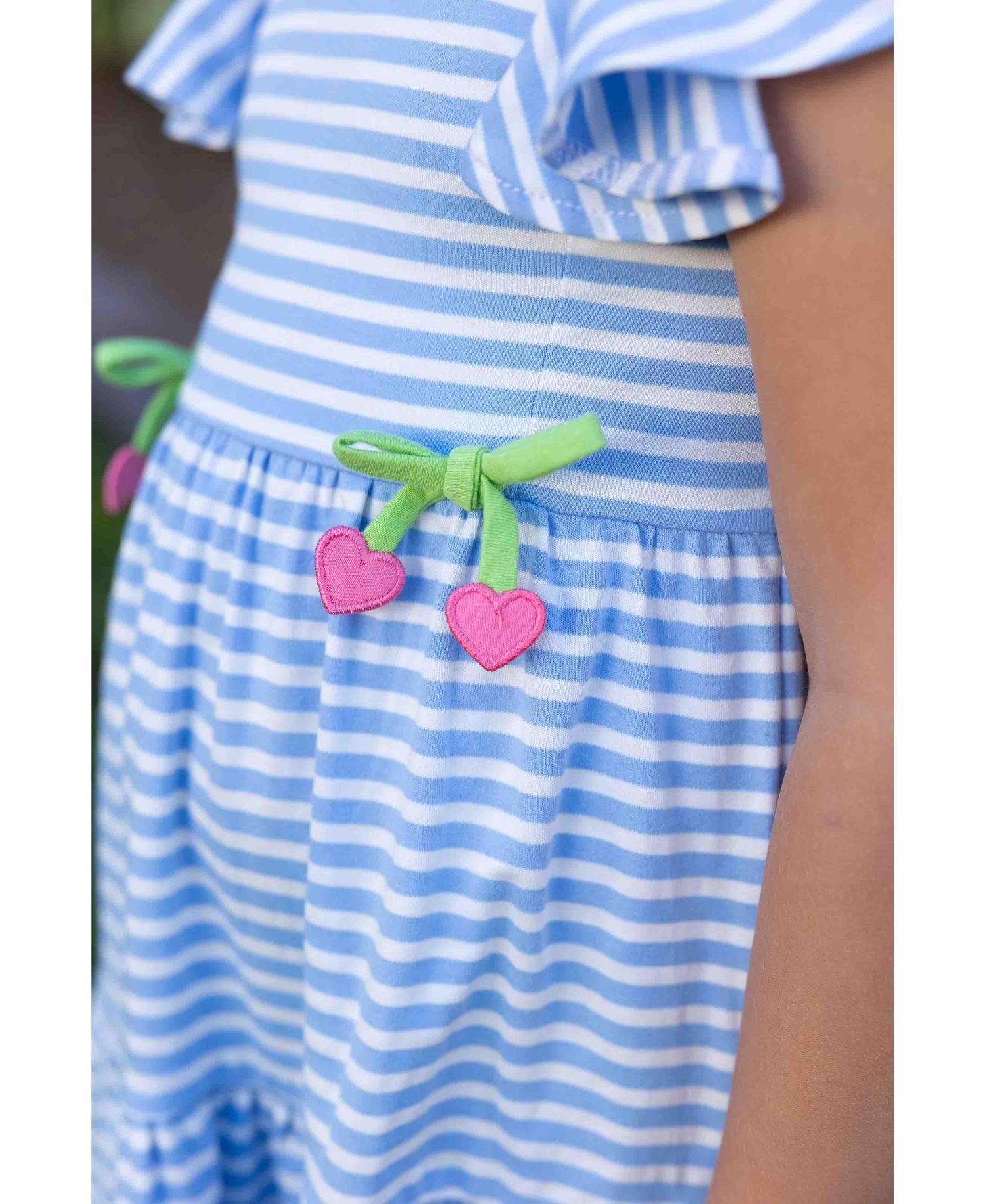 Big Girls Stripe Knit Dress With Heart Cherries