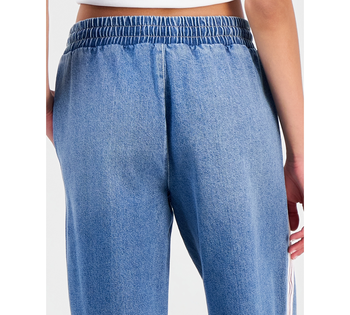 Madden Girl Juniors' Pull-On Side-Stripe Wide Leg Jeans