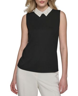 Women's Embellished Collar Sleeveless Blouse