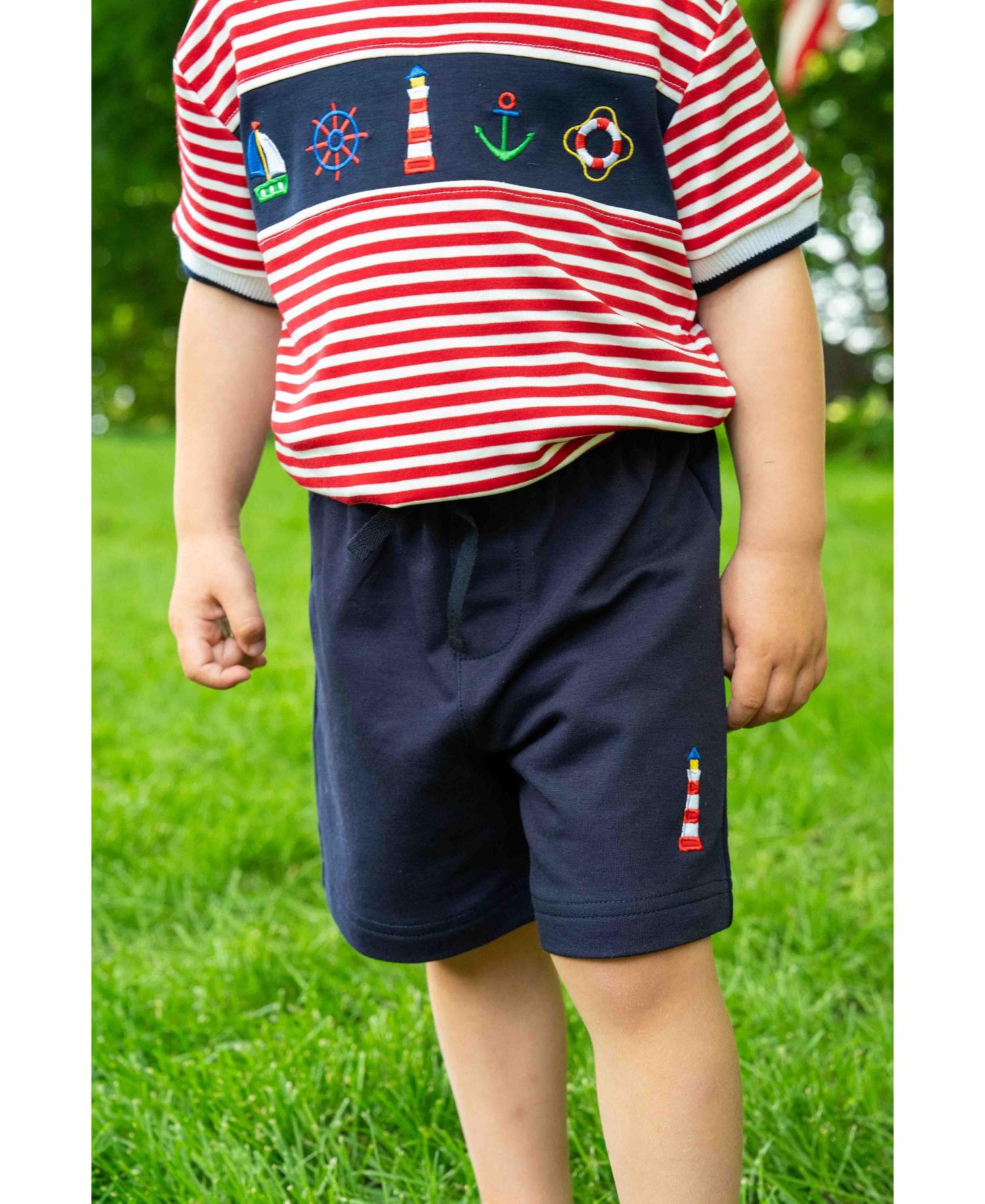 Little Boys Knit Short Set With Nautical Applique