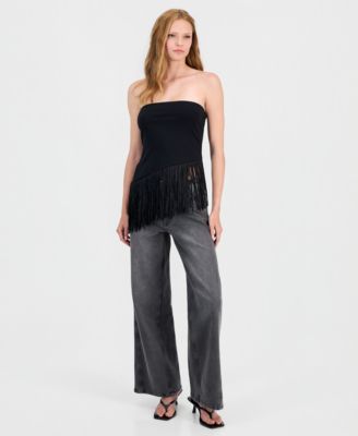 Women's Asymmetrical Fringe-Hem Top