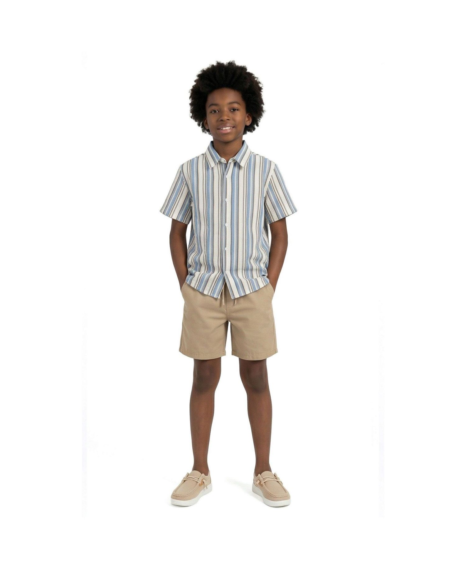 Andy and Evan Boys Stripe Puckered Stripes Buttondown