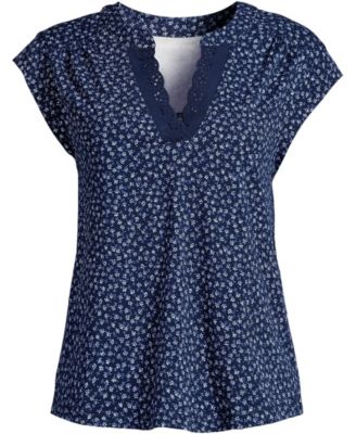 Women's Cap Sleeve Lightweight Jersey Lace Shoulder Tee