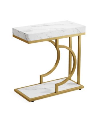 Modern C Side Table with Compact Design and Metal Frame