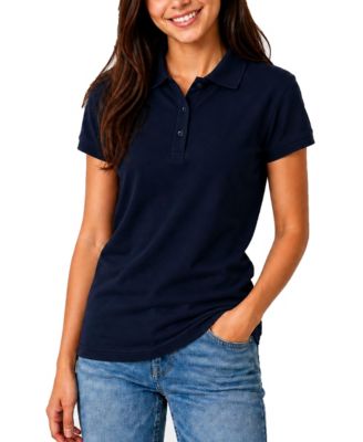 Women's Short Sleeve School Uniform Pique Polo Shirt