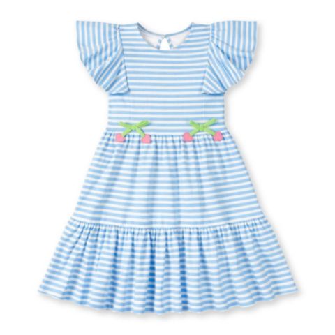 Платье Florence Eiseman Stripe Knit Dress With Heart Cherries для девочек, цвет: Средний синий
