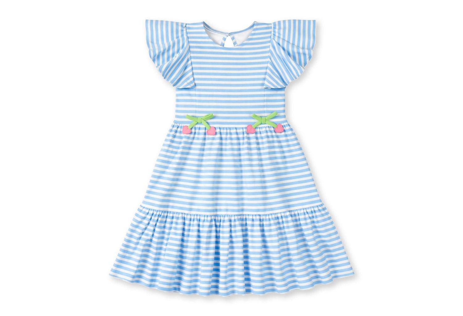 Little Girl Stripe Knit Dress With Heart Cherries