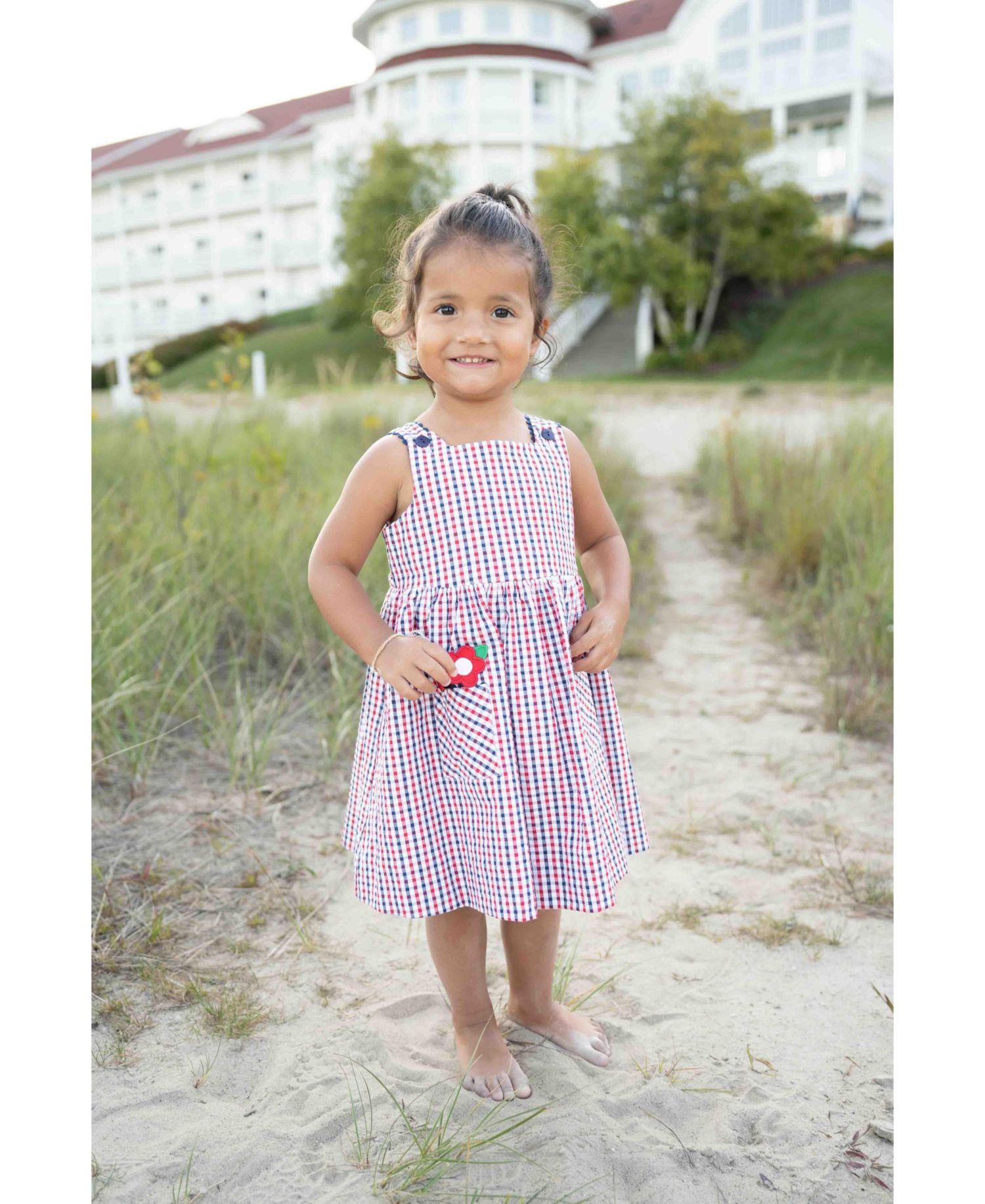Big Girls Plaid Seersucker Dress With Flowers