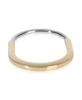White Gold and Yellow Gold  Lock Bangle Bracelet