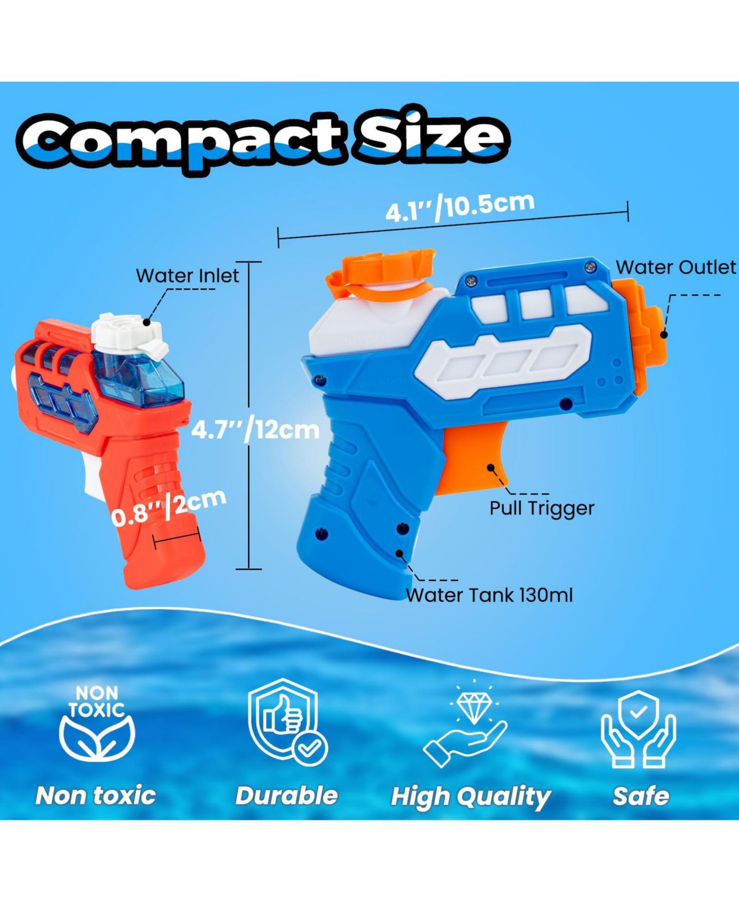Детские игрушки GNUADZ Long-Range Water Squirt Gun, 4-Pack, Ages 3+, цвет: Красный синий зелёный — фото 2