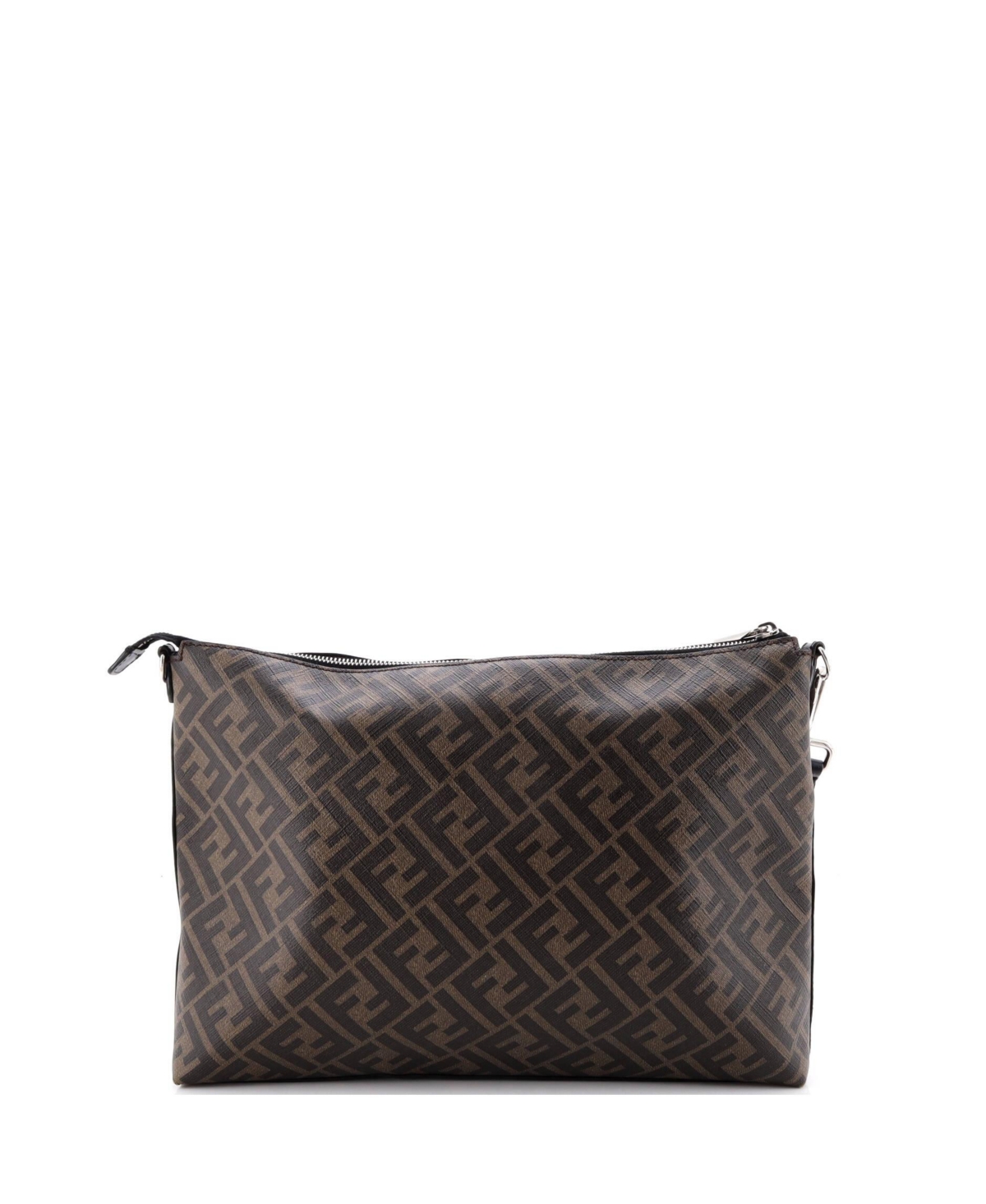 Pre-Owned Fendi Large Front Zip Messenger Zucca Coated Canvas and Leather