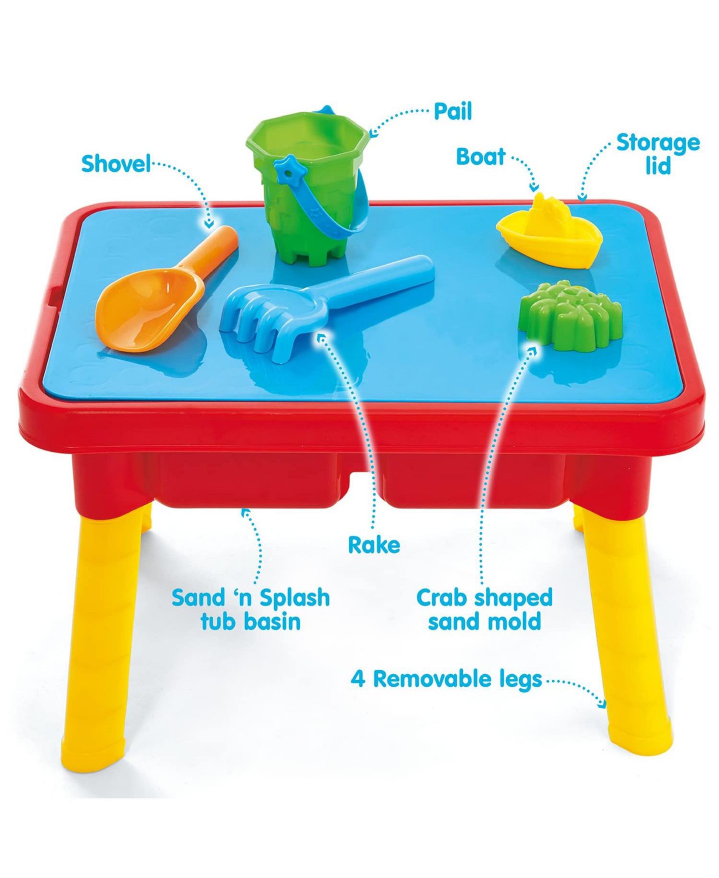 Детская игрушка GNUADZ Sand 'n Splash Sand and Water Sensory Play Activity Table, 17.5" x 12.5" x 11", Ages 2+, цвет: Разноцветный — фото 3