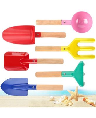 6 PCS Metal Sandbox Beach Toys Gardening Set Trowel Rake Shovel