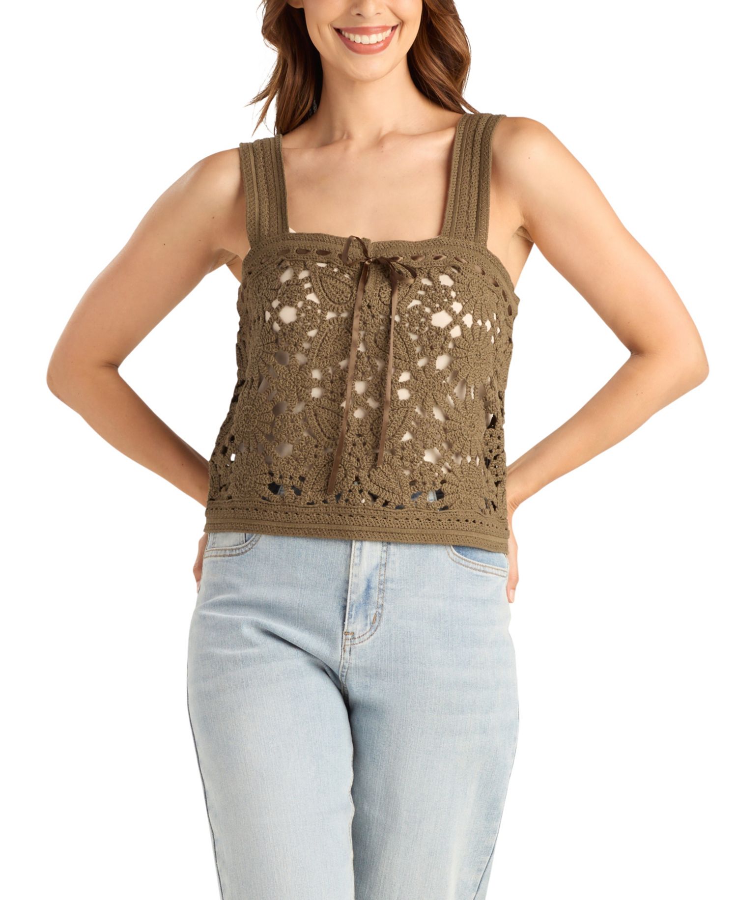 Women's Crochet Ruffle Sleeveless Tank Top