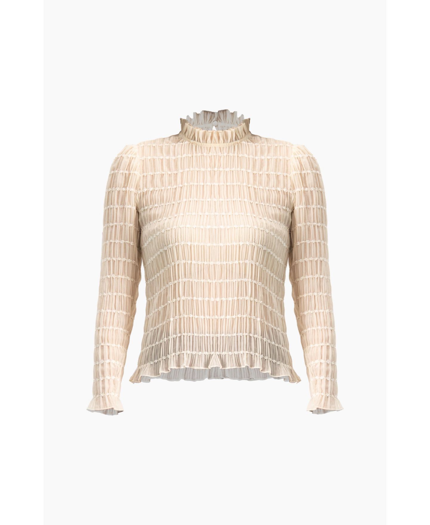 Женская блузка Ivonne Textured Long Sleeve with High Neck, цвет: Слоновая кость — фото 6