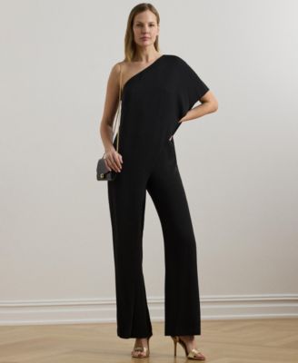 Cape Georgette One-Shoulder Jumpsuit