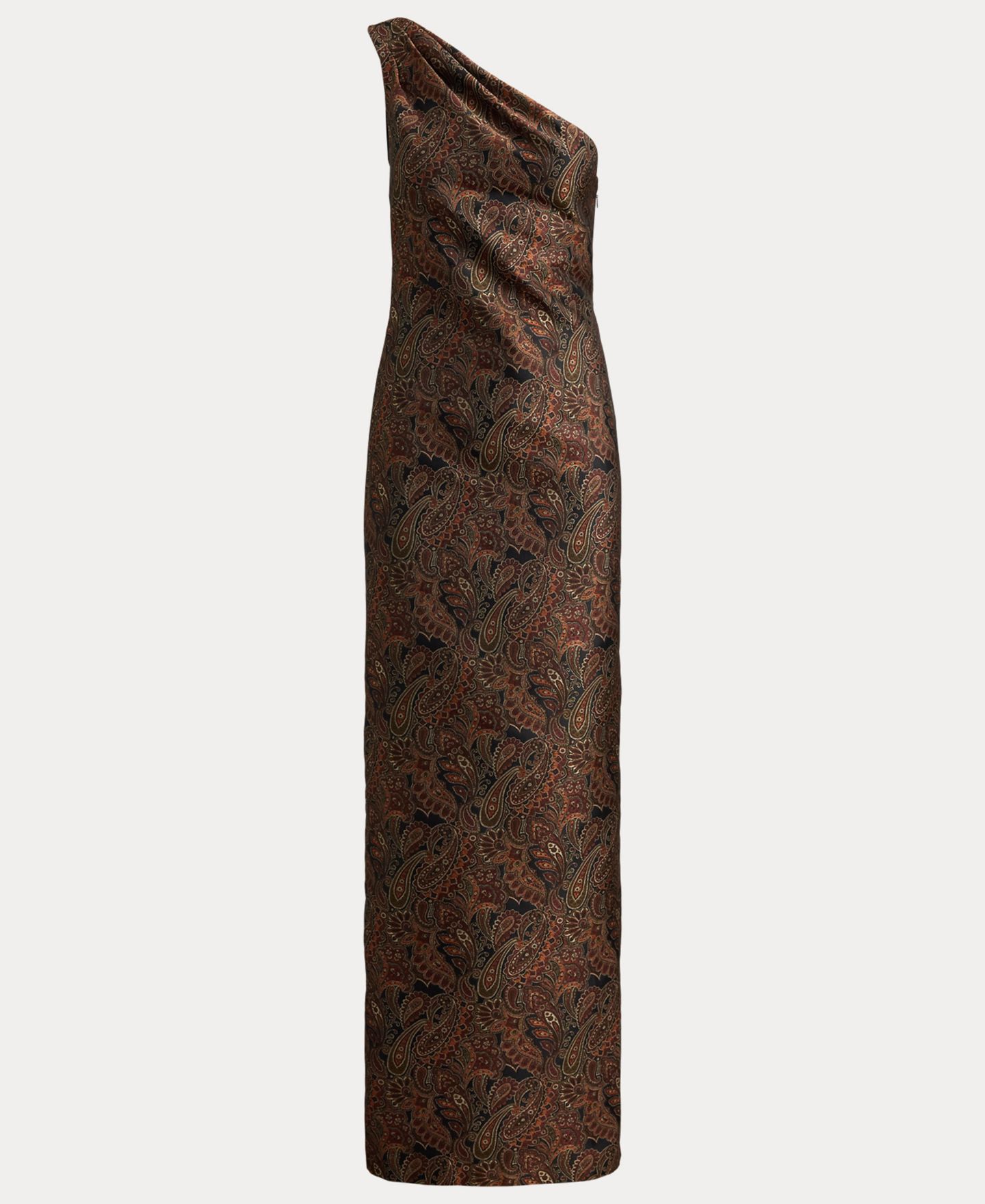 Женские платья Lauren Ralph Lauren Paisley Jacquard One-Shoulder Gown, цвет: Чёрный разноцветный — фото 5