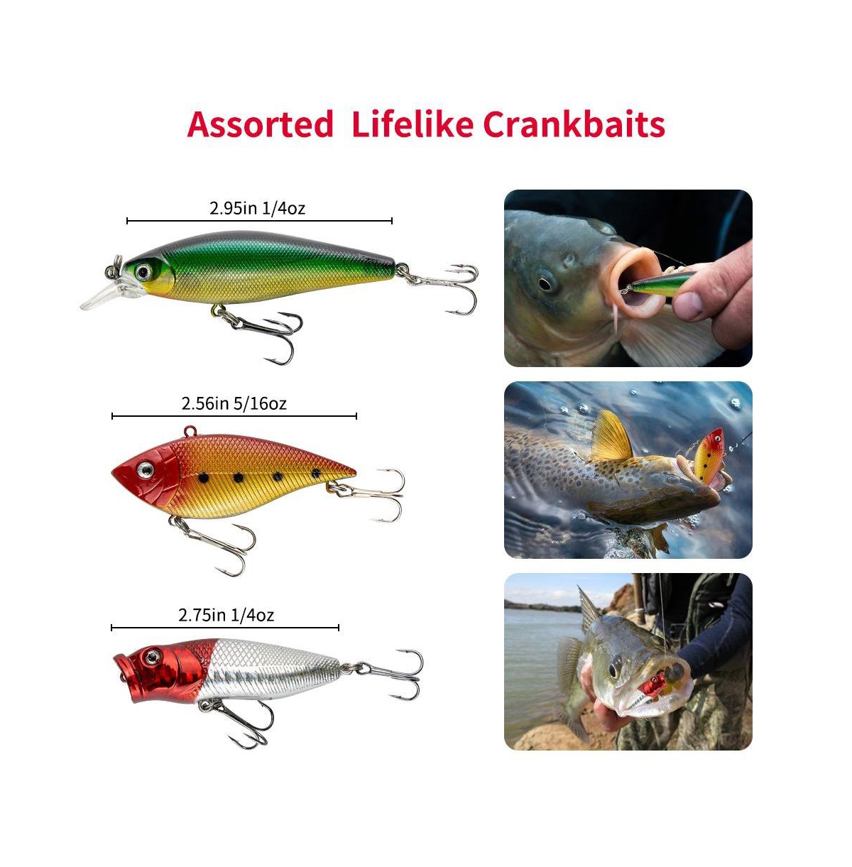Gnuadz Fishing Lures Kit Spoon Soft Plastic Worms Bass Trout