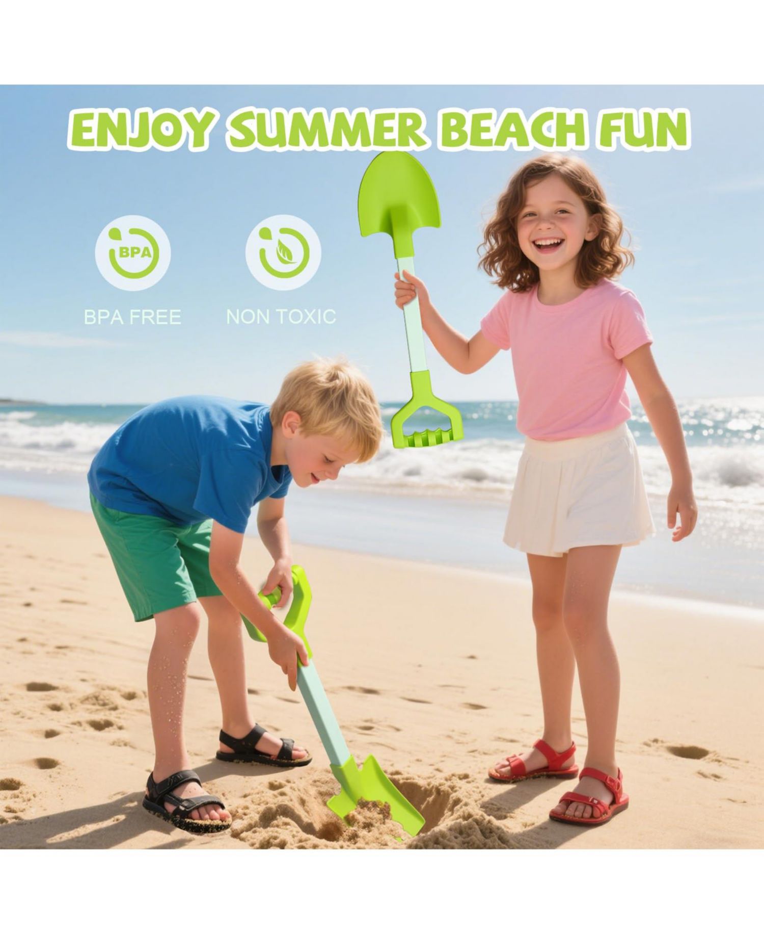 20-Inch Durable ABS Beach Shovels, 2-Piece Set