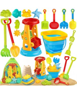 17-piece Collapsible Beach Sand Toys Bucket Water Wheel Set