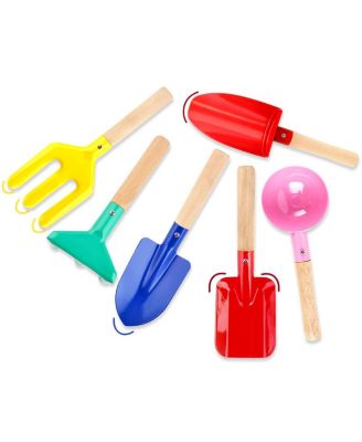 Metal Garden Tools Wooden Handle Rake Shovel Spoon Set