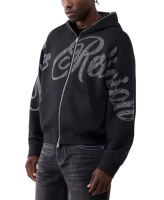 True Religion Men's Crystal Script Boxy Full-Zip Hoodie - Macy's