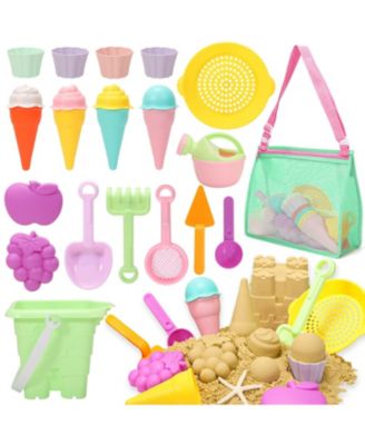 Beach Sand Toys Ice Cream Molds Bucket Shovel Rake Mesh Bag