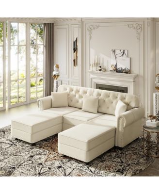 Velvet Chesterfield Sofa with Nailhead Trim