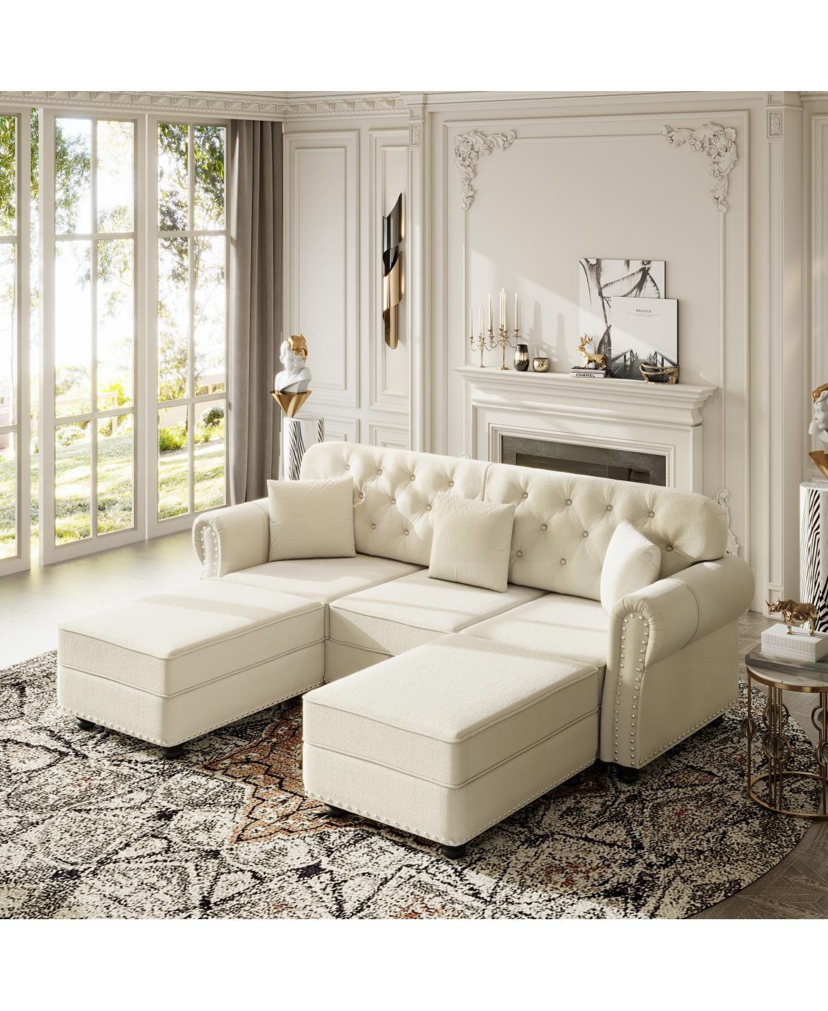Streamdale Furniture Velvet Chesterfield Sofa with Nailhead Trim