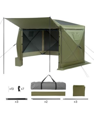 Pop up Gazebo Screen Tent 12 x 12 ft Large 6-Sided Camping Canopy Tent with Removable Top