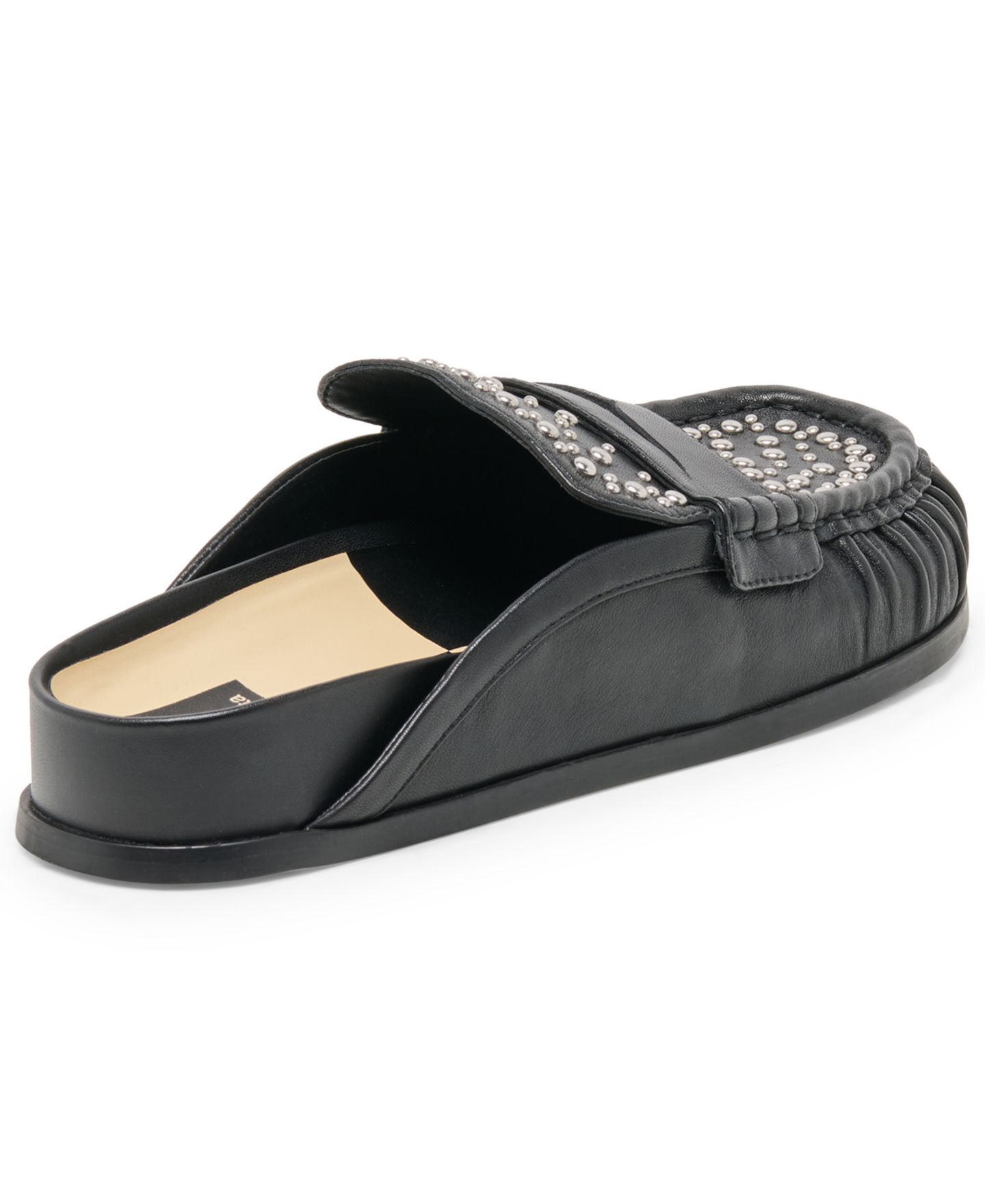 Женские сабо Dolce Vita Jordero Stud Buckle Slip-On Loafer Mules, цвет: Чёрный кожаный — фото 6