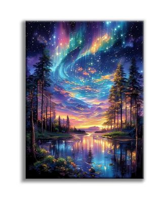 Starry Night Cross Stitch Kit Lake Tree Pattern 11CT Stamped Embroidery Beginner Arts Craft