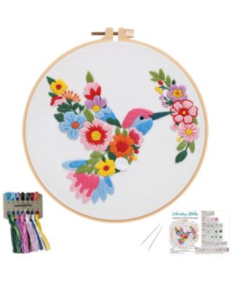 Gnuadz Flower Embroidery Kit Beginner Hoop Guide - Birds