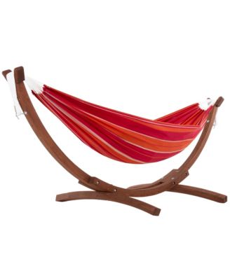 Double Cotton Hammock, Comfortable Daybed with Wood Frame, 8 Mimosa