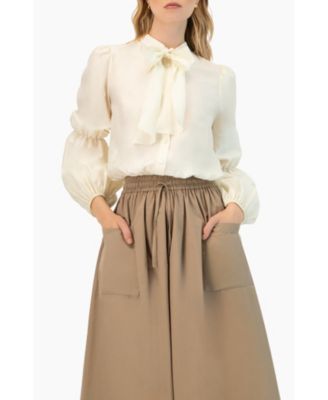 Women's Long Sleeve Blouse with Necktie
